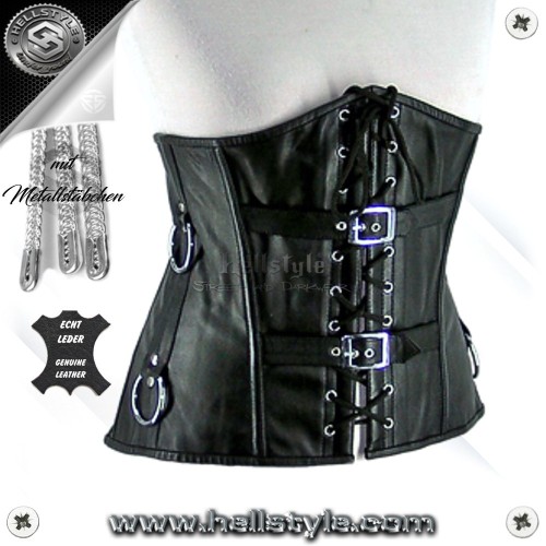 Hellstyle - Corsage - Sheep-Nappaleder Rings and Buckles Black